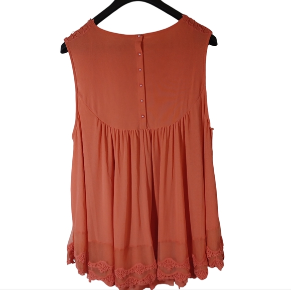 Olivia Women's Pullover Tank Top Orange Plus Sz 2X Boho Fairy Cottagecore Flowy - Picture 2 of 9